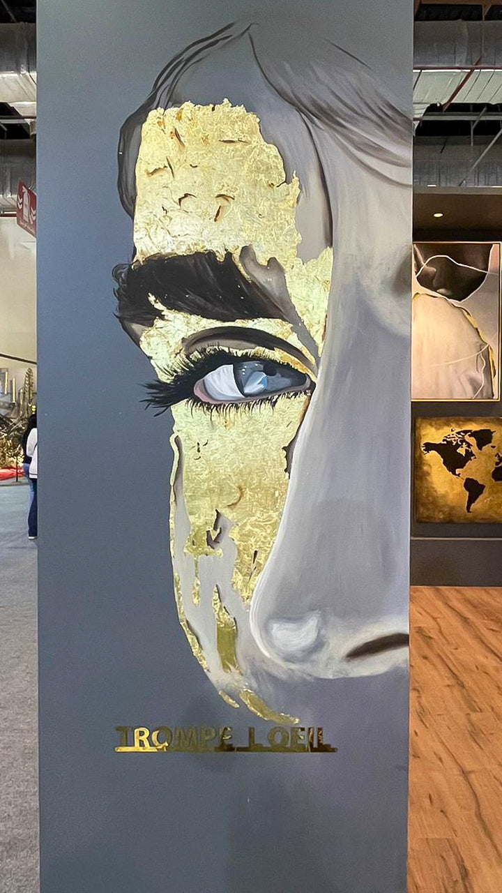 Golden Gaze – Trompe L’Oeil Portrait Wall Art