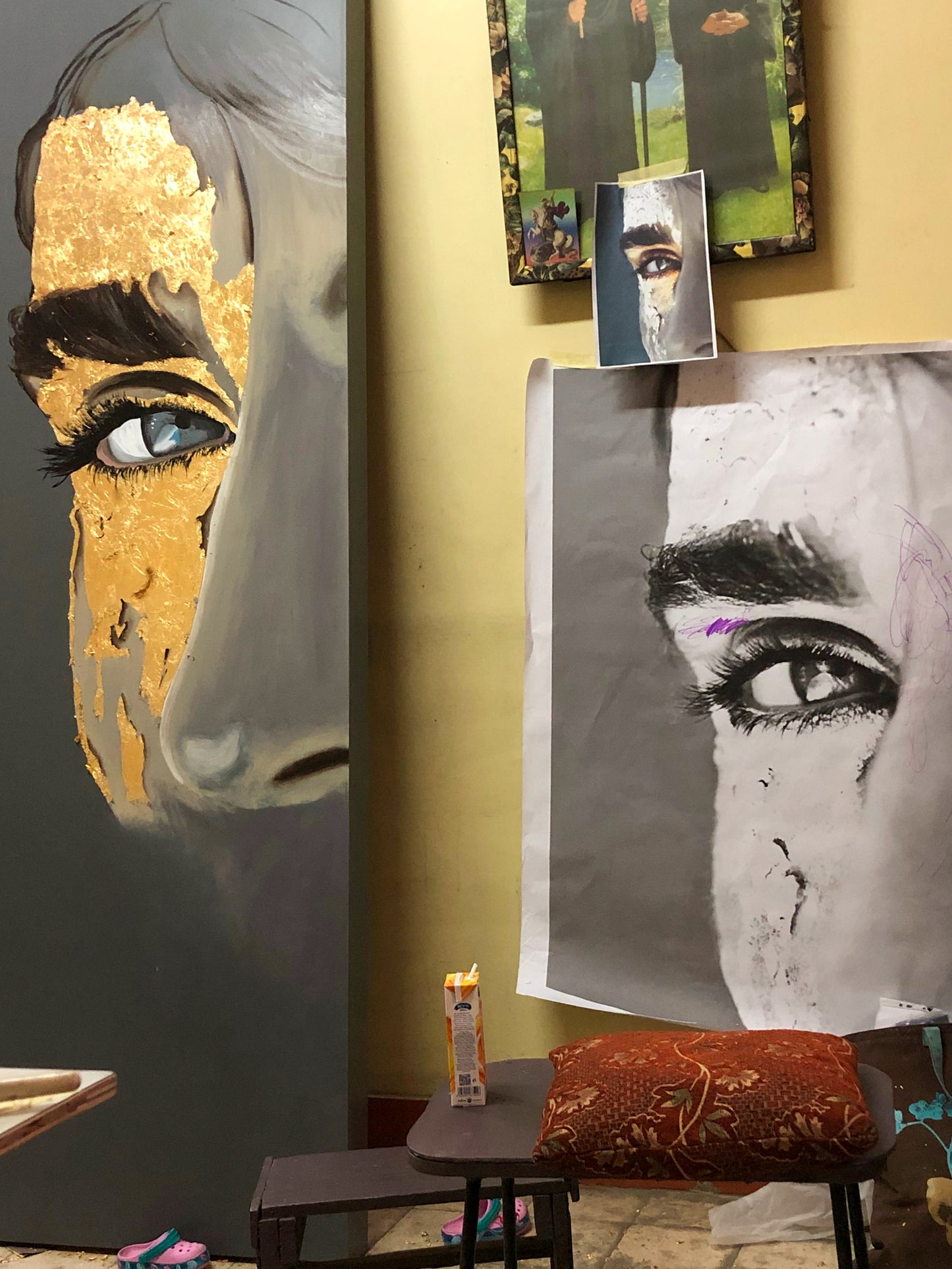 Golden Gaze – Trompe L’Oeil Portrait Wall Art